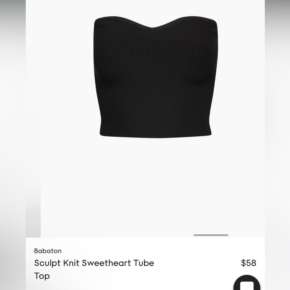 Aritzia sculpt knit black strapless top